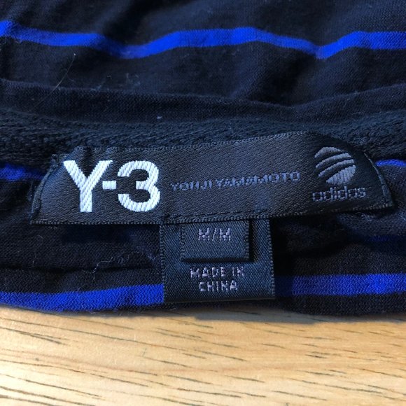 Y-3 YOHJI YAMAMOTO BLACK BLUE STRIPED T-SHIRT M* - Picture 11 of 11